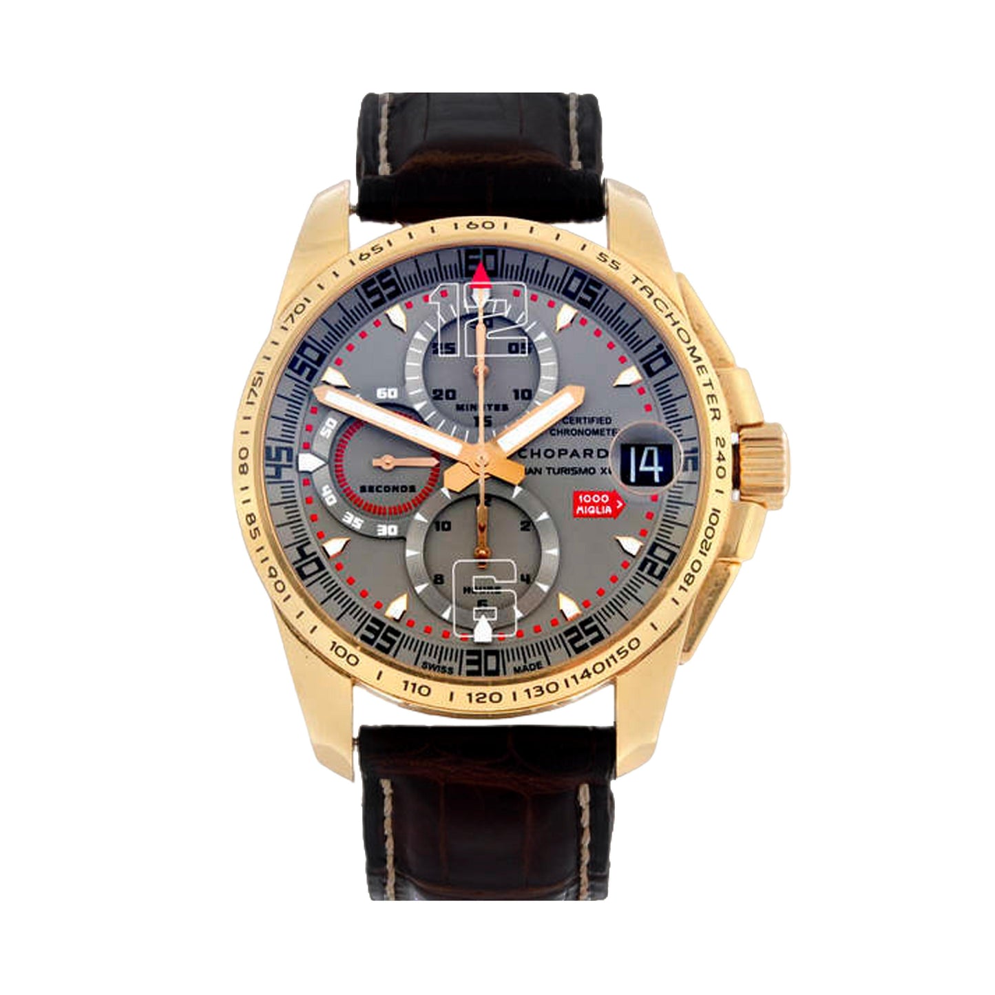Chopard Grey Dial 16/1268 GT XL Chrono in Rose Gold - Limited 500 Pieces Worn.