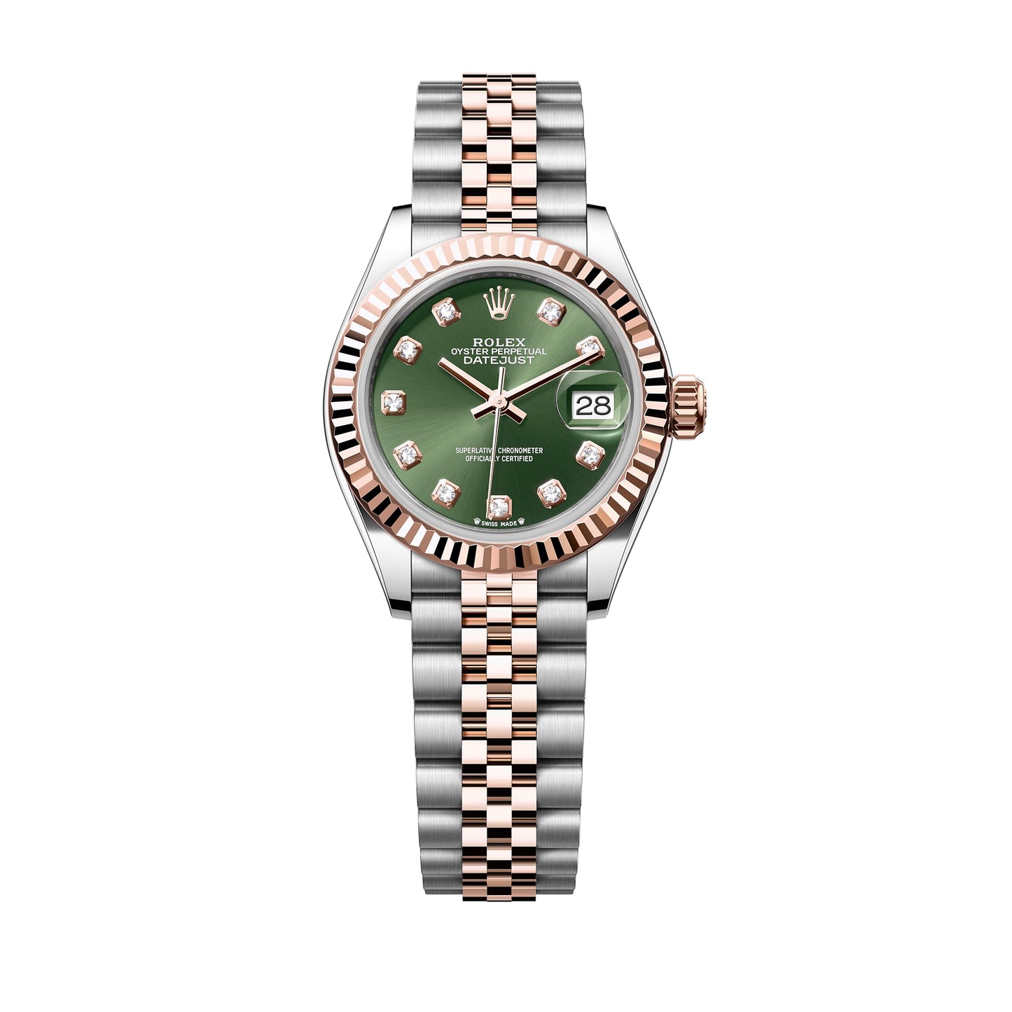Rolex Datejust 28mm 279171-0007 RoseGold, Green Diamond Dial, Worn