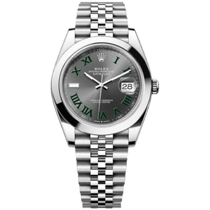 Rolex Datejust Wimbledon 41mm 126300-0014 Smooth Bezel, Grey and Green Roman Dial, Unworn 2026