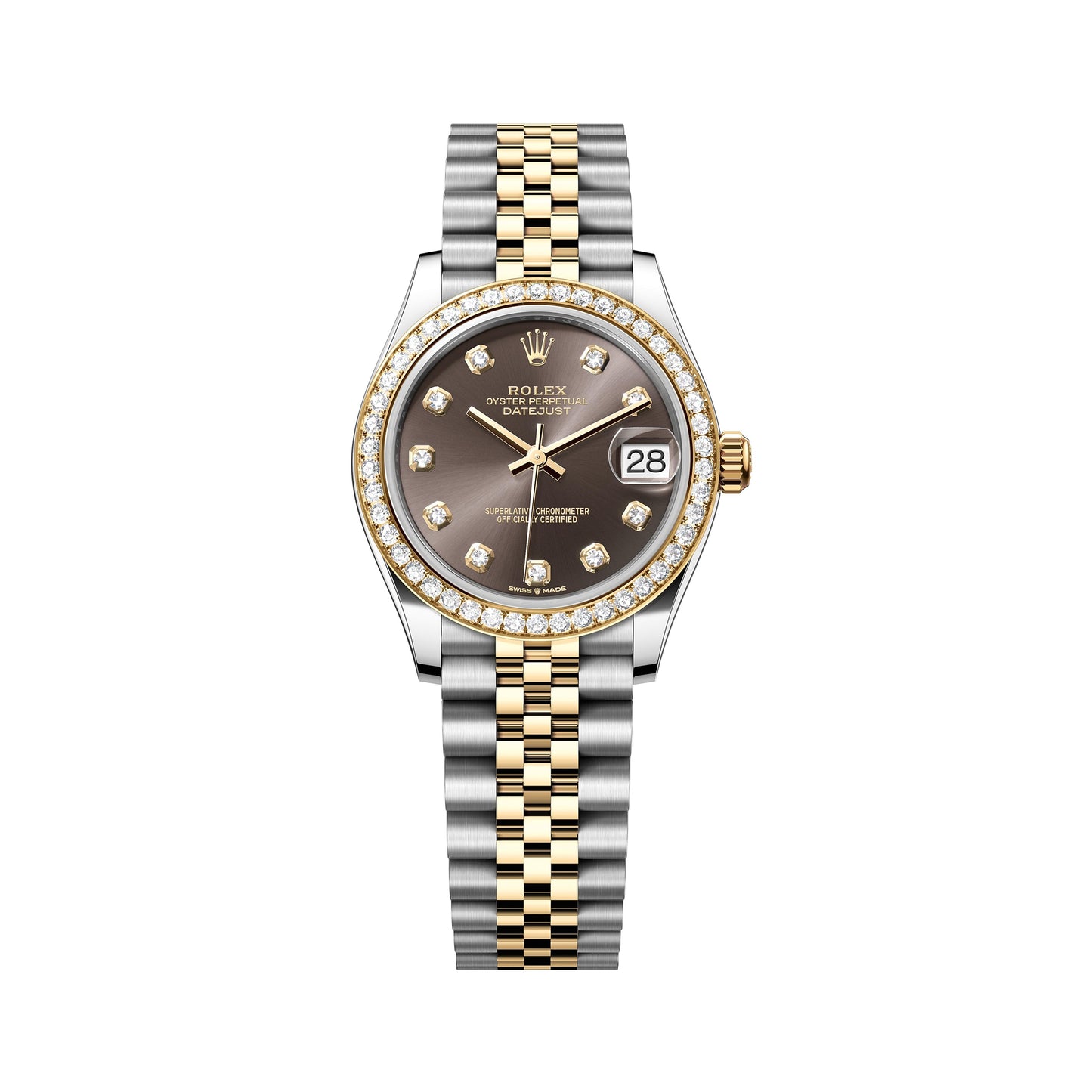 Rolex Datejust Yellow Gold 31mm 278383RBR Dark Grey Diamond Dial, Worn