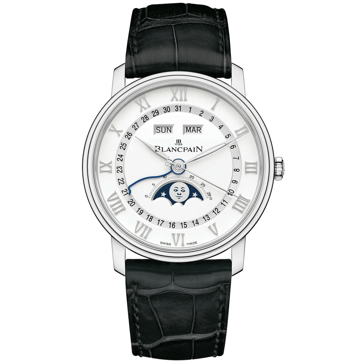 BlancPain Villeret Quantième Complet 40mm 6654A-1127-55B White Dial, Worn 2017
