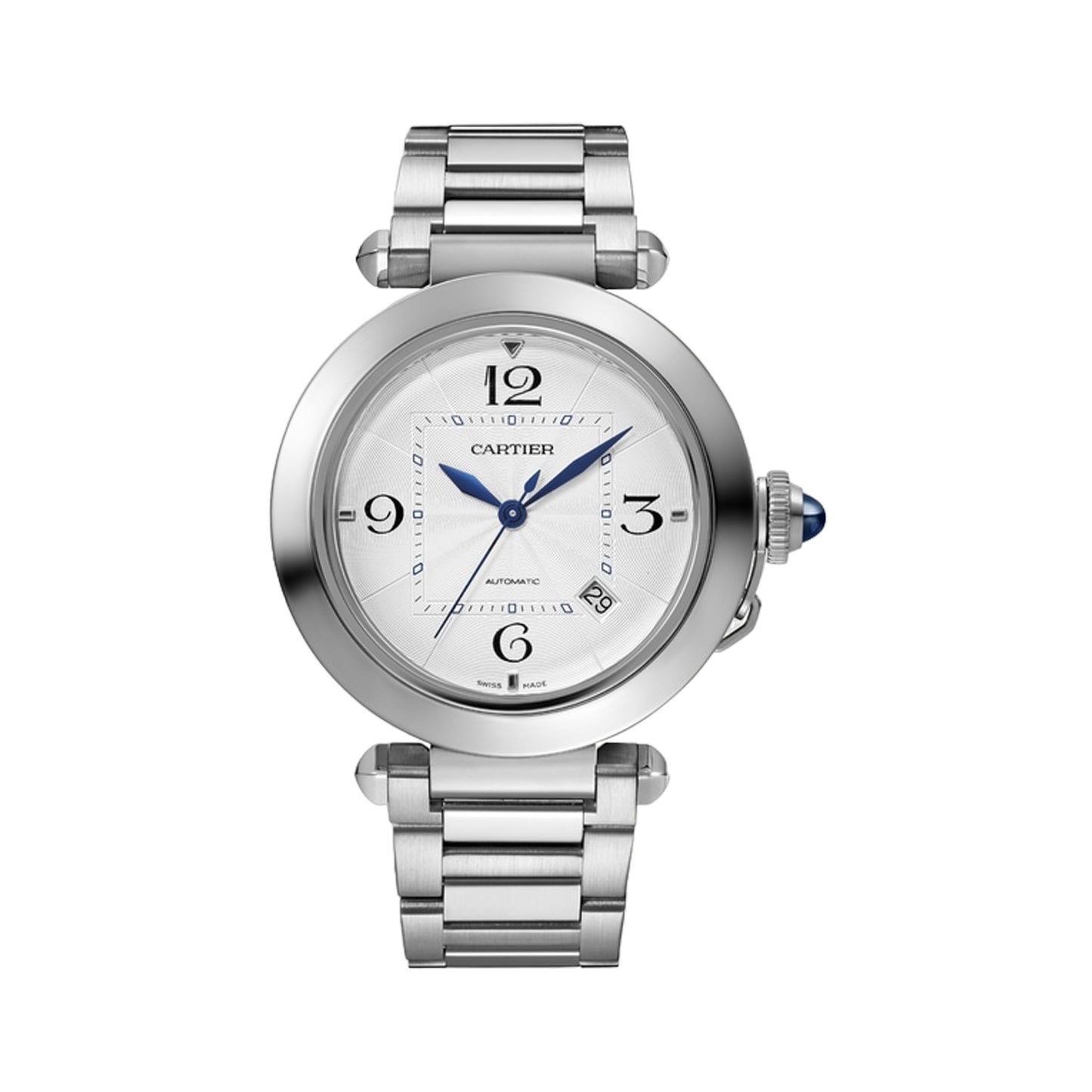 Pasha De Cartier (With Date) 41mm WSPA0009 Silver Flinqué Dial, Worn