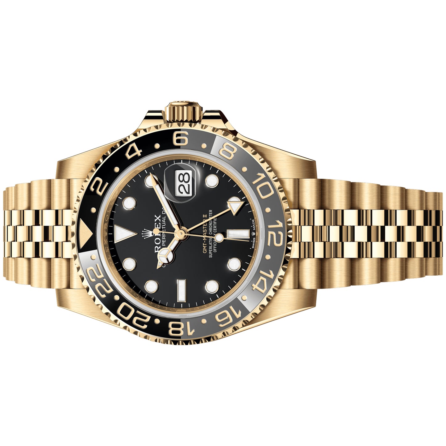 Rolex GMT Master II 40mm 126718GRNR-0001 Full Yellow Gold, Black Dial, Worn 2023