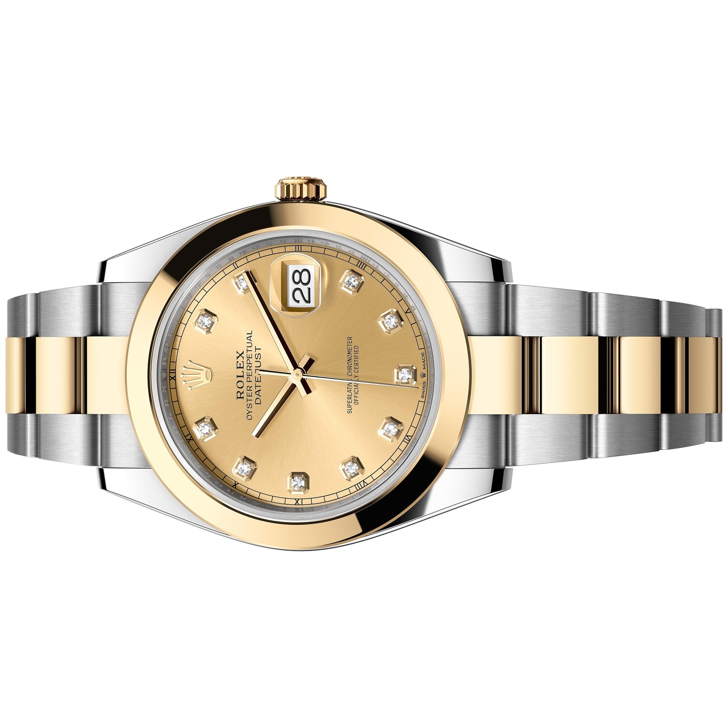 Rolex Datejust 41mm 126303-0011 Champagne Diamond Dial, Oyster Bracelet, Worn