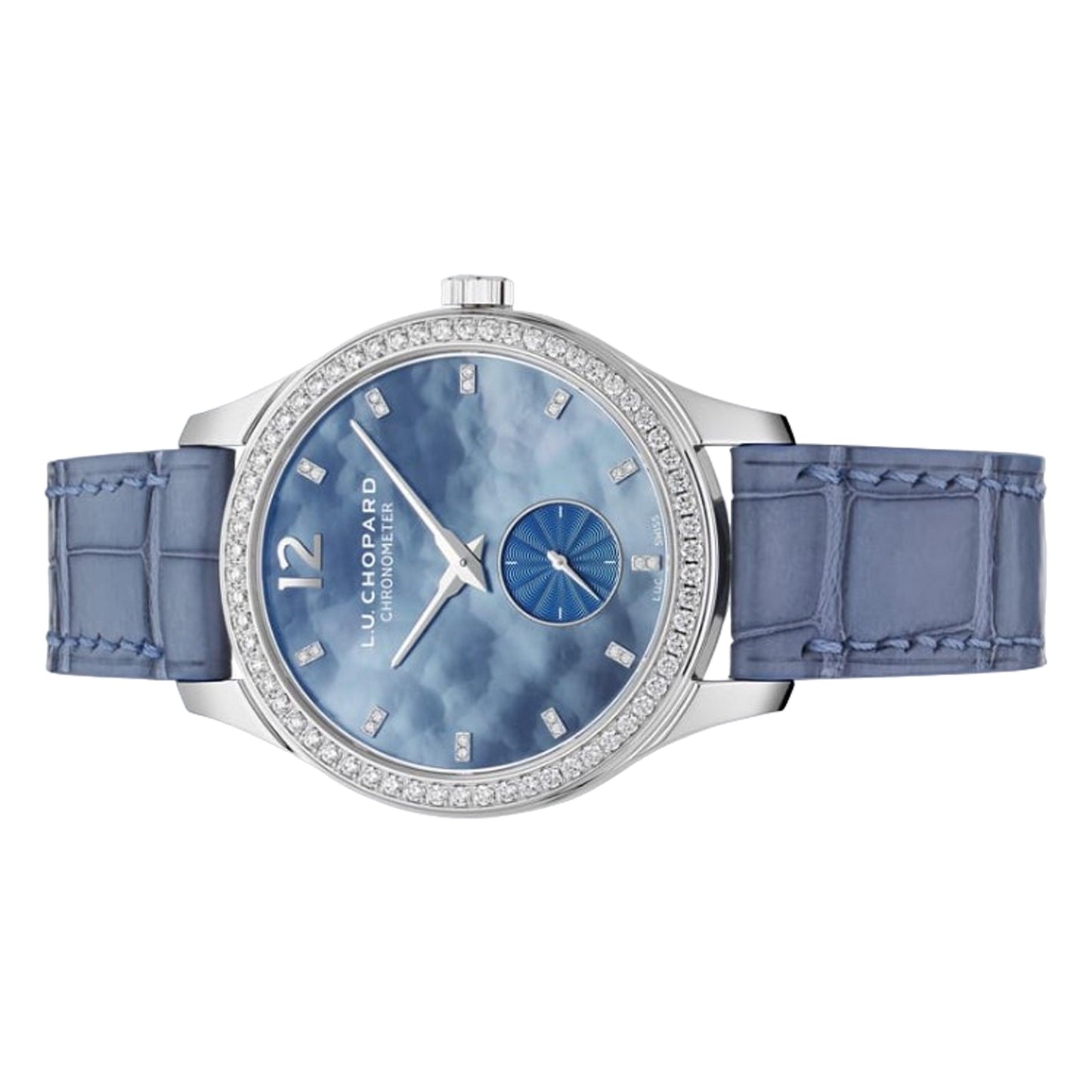 Chopard L.U.C XPS Esprit De Fleurier 35mm 131968-1002 Blue Mother of Pearl MOP Numeral Diamond Index Dial, Unworn