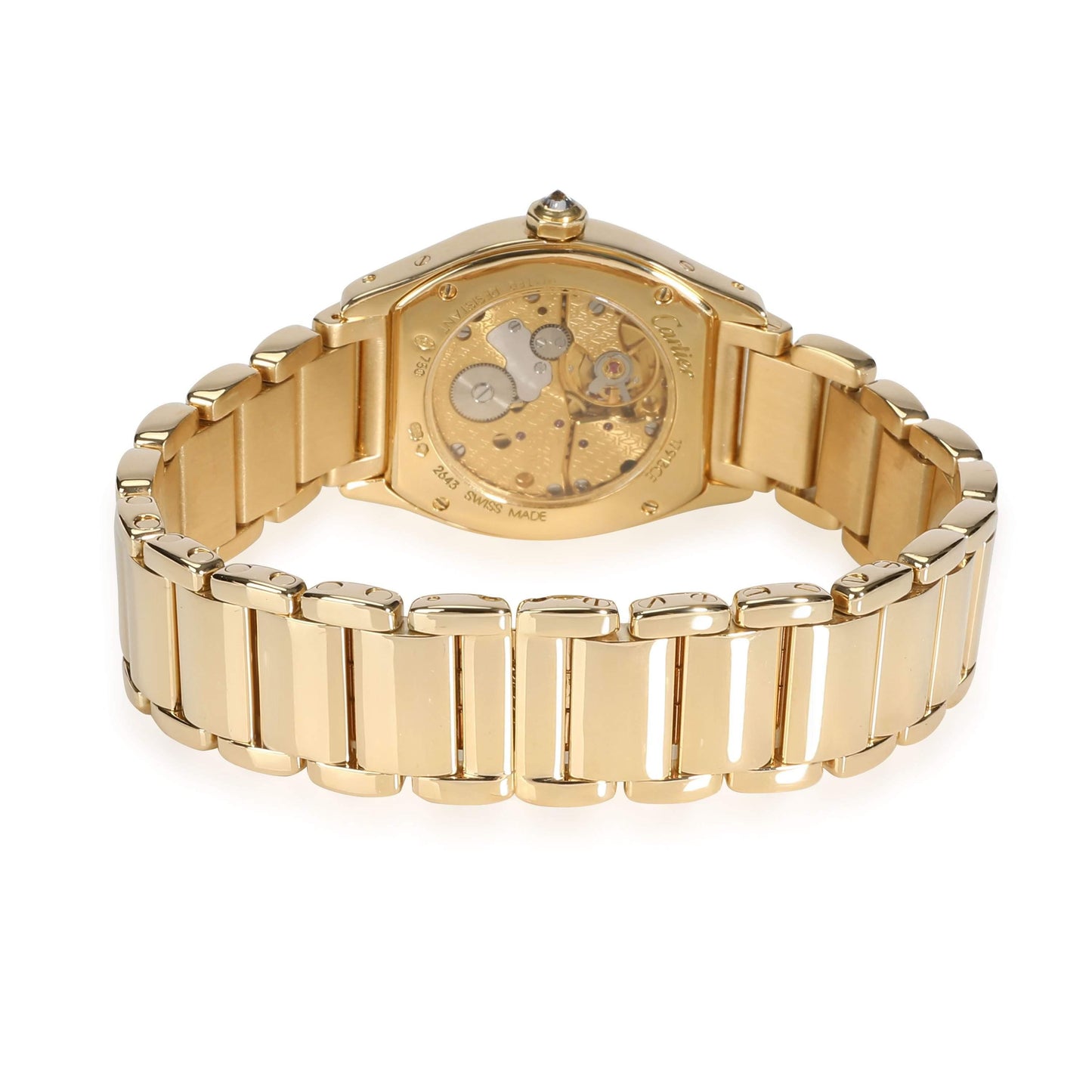 Cartier Silver Diamonds 18K Yellow Gold Tortue 2643 Worn Women's Wristwatch 28mm