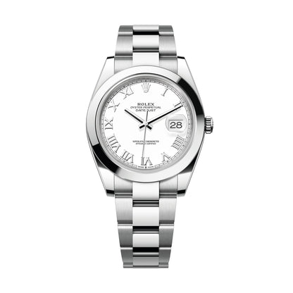 Rolex 126300 Datejust , Smooth Bezel , White Roman Dial worn.