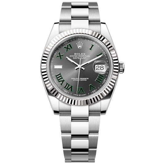 Rolex Datejust Wimbledon 41mm 126334-0021 Grey and Green Roman, Oyster Bracelet, Unworn 2025