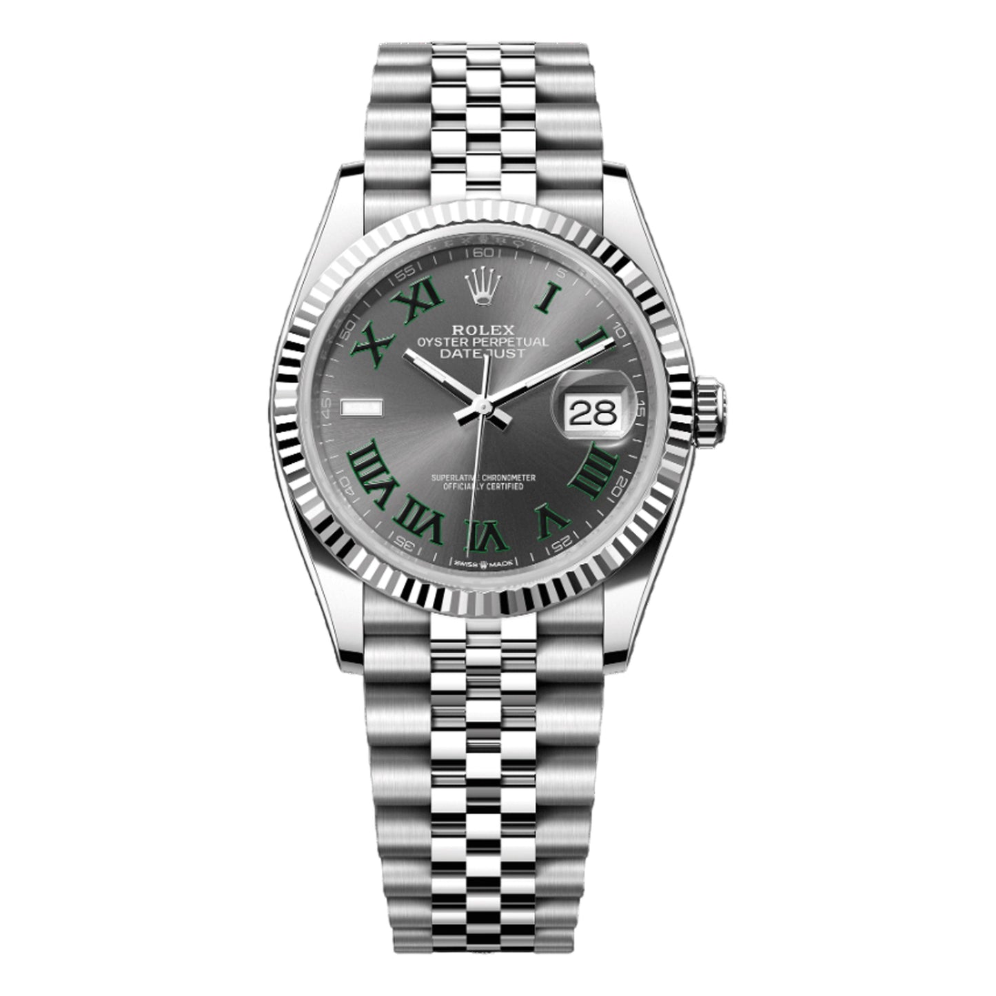 Rolex Datejust Wimbledon 36mm 126234-0045 Grey and Green Roman Dial, Unworn 2025