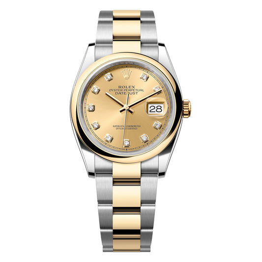 Rolex Datejust 36mm 126203-0018 Champagne Diamond Dial, Worn 2024