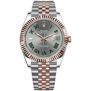 Rolex Datejust Wimbledon 41mm 126331-0016 Rose Gold, Gray Dial and Green Roman Dial, Worn 2024