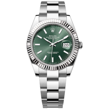 Rolex Datejust 41mm 126334-0027 Mint Green Index Dial, Oyster Bracelet, Unworn 2025