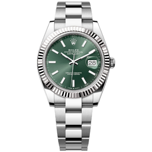 Rolex Datejust 41mm 126334-0027 Mint Green Index Dial, Oyster Bracelet, Unworn 2025