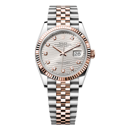 Rolex Datejust 36mm 126231-0019 Rose Gold Silver Motif Diamond Dial, Unworn 2024