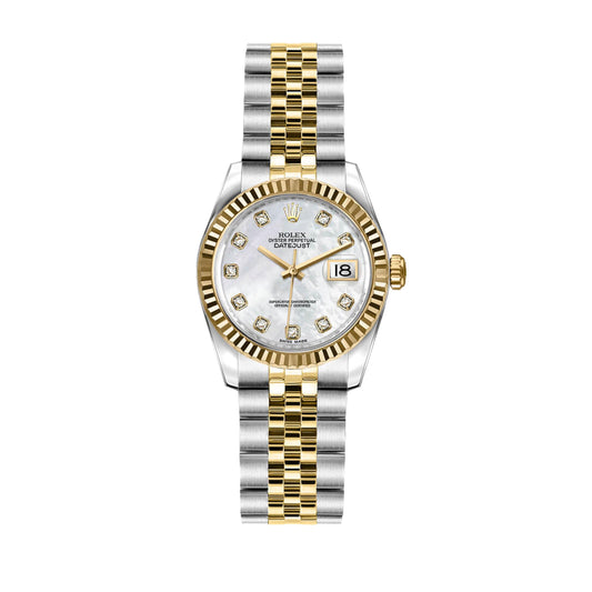 Rolex Datejust 26mm 179173 Yellow Gold, Mother of Pearl MOP Diamond Dial, Worn 2010