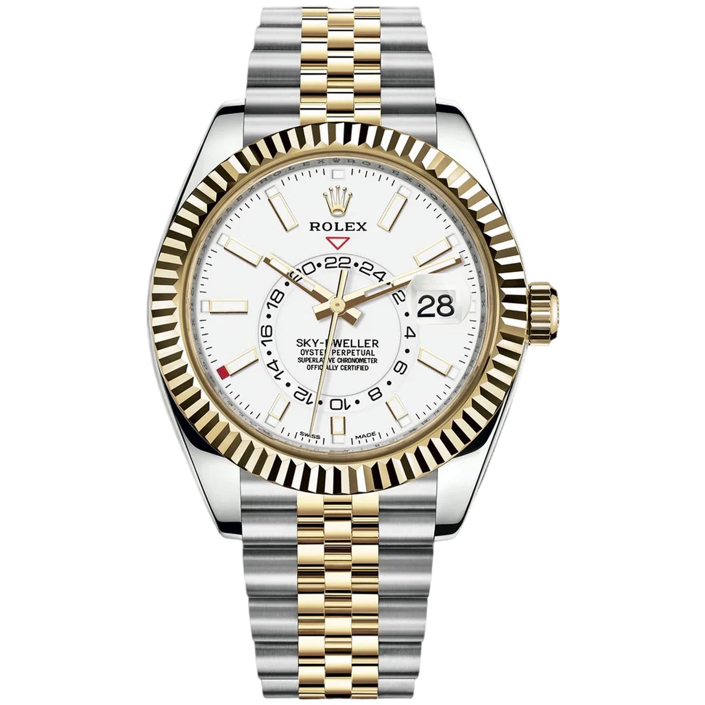 Rolex Sky Dweller 42mm 326933 Yellow Gold, White Dial, Worn 2022