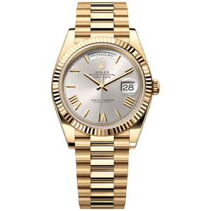 Rolex Day Date 40mm 228238-0002 Full Yellow Gold, Silver Roman Dial, Worn 2022