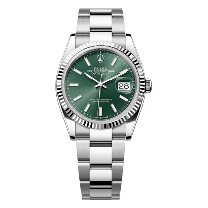 Rolex Datejust 36mm 126234-0052 Mint Green Index Dial, Oyster Bracelet, Unworn 2025