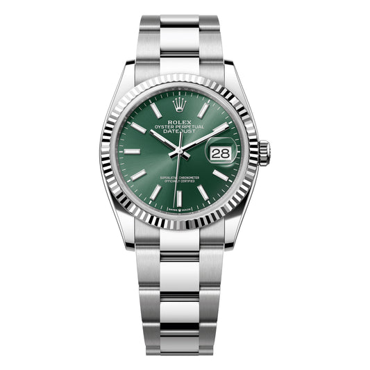 Rolex Datejust 36mm 126234-0052 Mint Green Index Dial, Oyster Bracelet, Unworn 2025