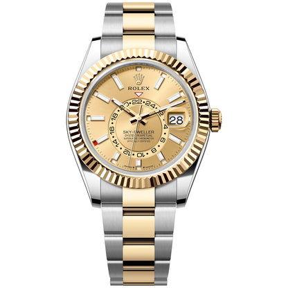 Rolex Sky Dweller 42mm 336933-0001 Yellow Gold Champagne Index Dial, Worn