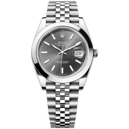 Rolex Datejust 41mm 126300-0008 Smooth Bezel, Dark Rhodium Index Dial, Worn