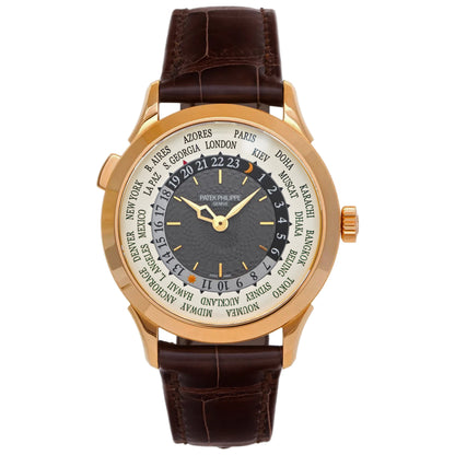 Patek Philippe Complications World Time “Doha Edition” 38.5mm 5230R/014 Charcoal Grey and White Outer Ring with World Cities Dial, Unworn 2020