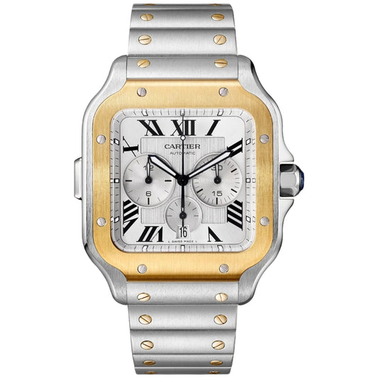 Cartier Santos Chronograph Extra Large 43.3mm W2SA0008 Silver Roman Dial, Worn 2024
