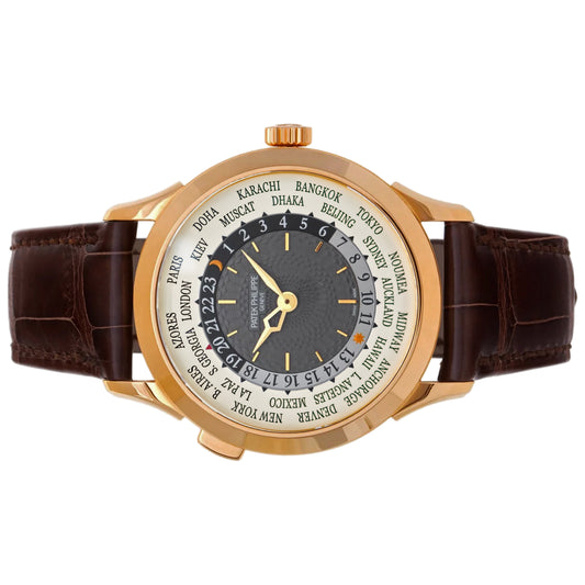 Patek Philippe Complications World Time “Doha Edition” 38.5mm 5230R/014 Charcoal Grey and White Outer Ring with World Cities Dial, Unworn 2020