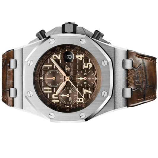 Audemars Piguet - 26470ST.OO.A820CR.01 Royal Oak Offshore 26470 Stainless Steel Brown Alligator Worn 2017