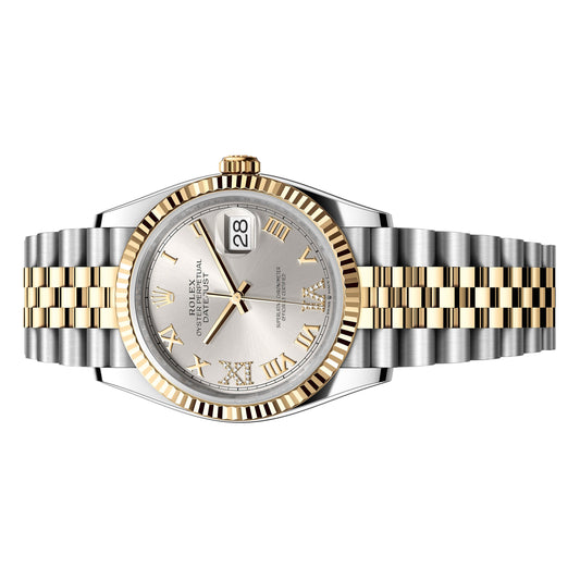 Rolex Datejust 36mm 126233-0031 Silver Roman with 6 & 9 Diamond Dial, Yellow Gold, Unworn 2023