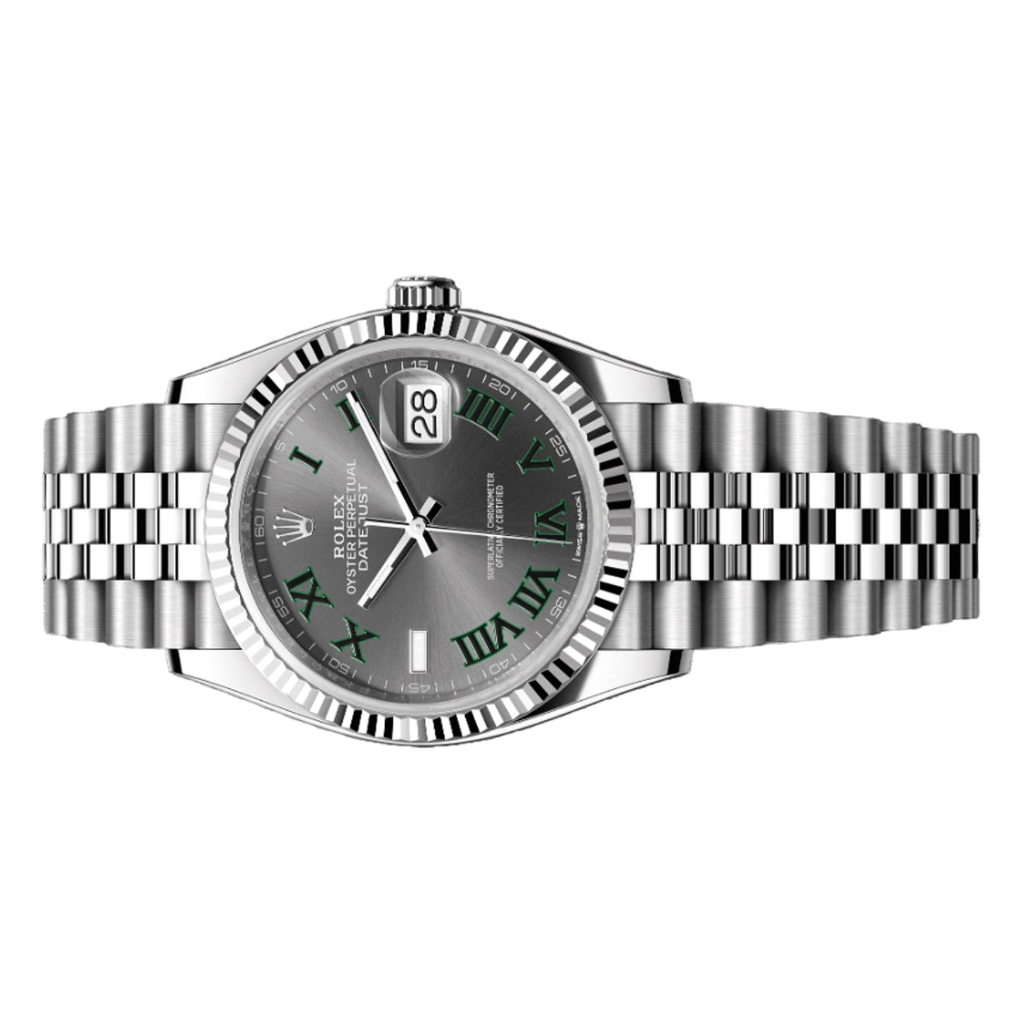 Rolex Datejust Wimbledon 36mm 126234-0045 Grey and Green Roman Dial, Unworn 2025
