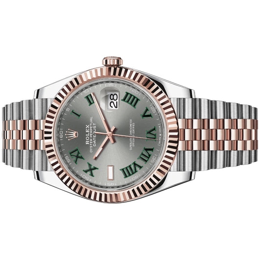 Rolex Datejust Wimbledon 41mm 126331-0016 Rose Gold, Gray Dial and Green Roman Dial, Unworn 2025