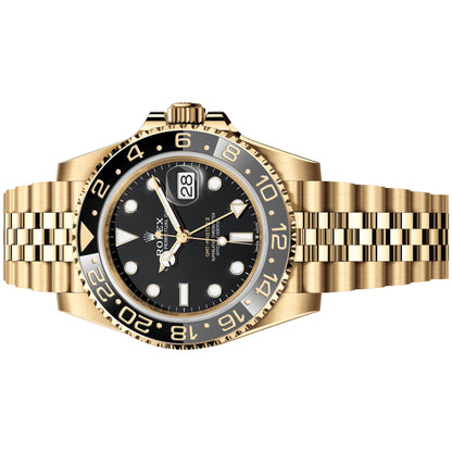 Rolex GMT Master II 40mm 126718GRNR-0001 Full Yellow Gold, Black Dial, Worn 2023