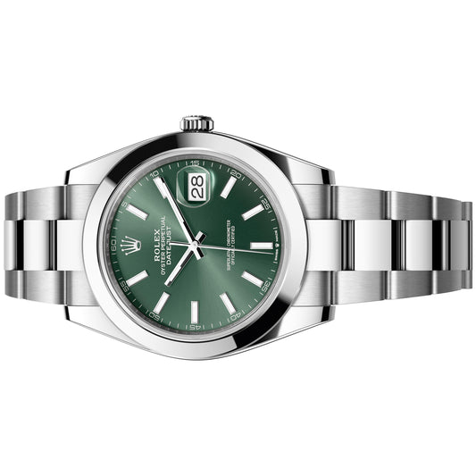 Rolex Datejust 41mm 126300-0019 Mint Green Index Dial, Smooth Bezel, Oyster Bracelet, Unworn 2025