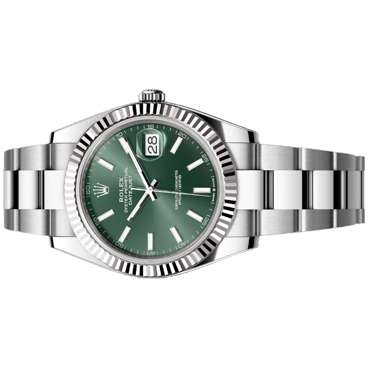 Rolex Datejust 41mm 126334-0027 Mint Green Index Dial, Oyster Bracelet, Unworn 2025