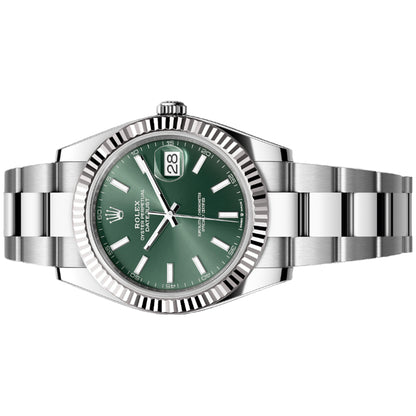Rolex Datejust 41mm 126334-0027 Mint Green Index Dial, Oyster Bracelet, Unworn 2025