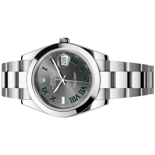 Rolex Datejust Wimbledon 41mm 126300-0014 Smooth Bezel, Grey and Green Roman Dial, Oyster Bracelet, Unworn 2025