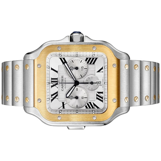 Cartier Santos Chronograph Extra Large 43.3mm W2SA0008 Silver Roman Dial, Worn 2024