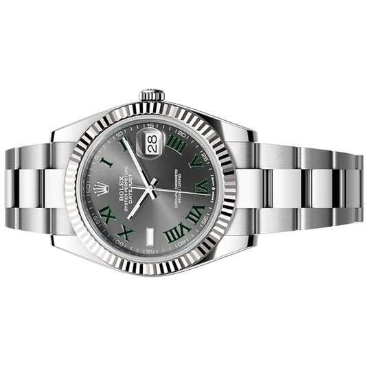 Rolex Datejust Wimbledon 41mm 126334-0021 Grey and Green Roman, Oyster Bracelet, Unworn 2025