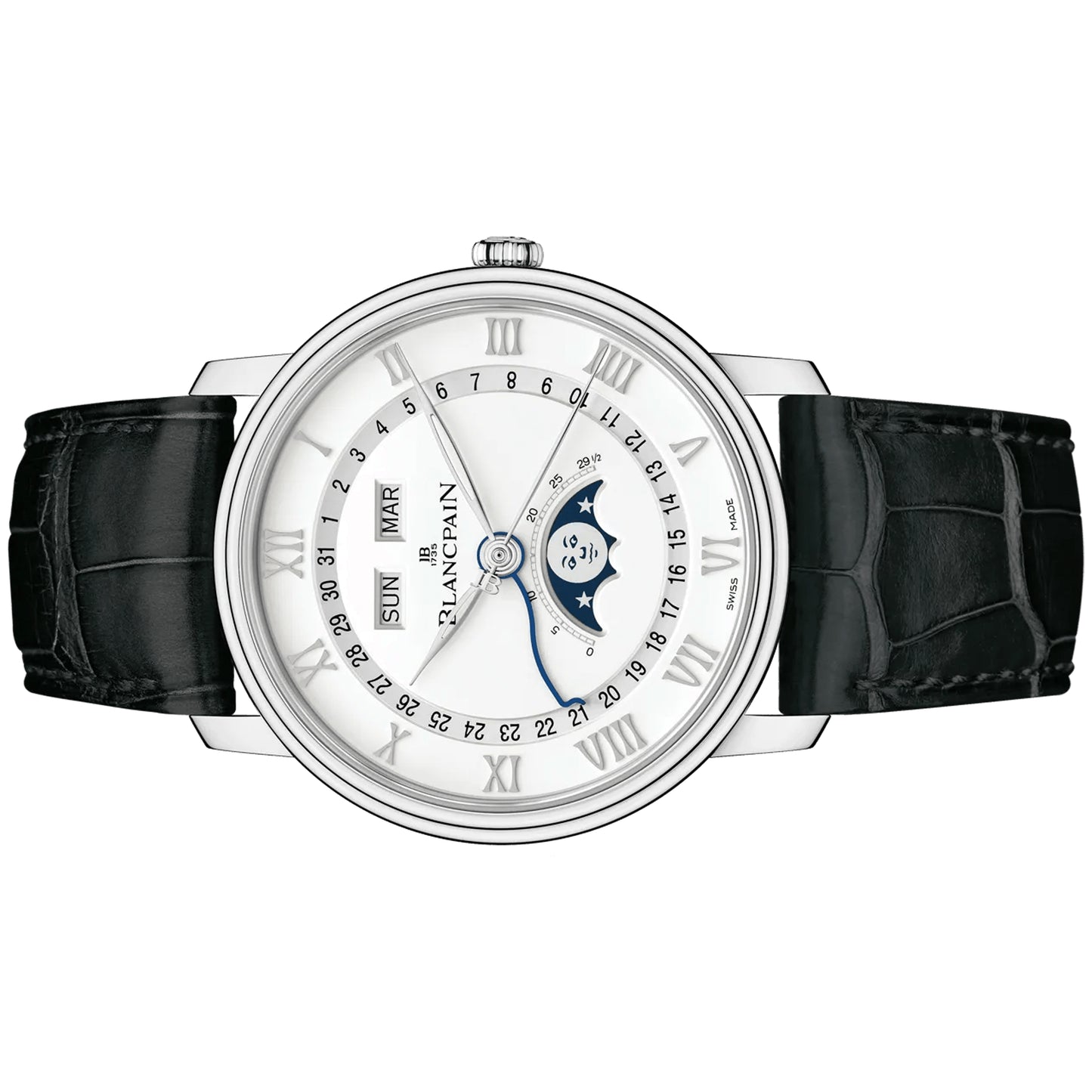 BlancPain Villeret Quantième Complet 40mm 6654A-1127-55B White Dial, Worn 2017