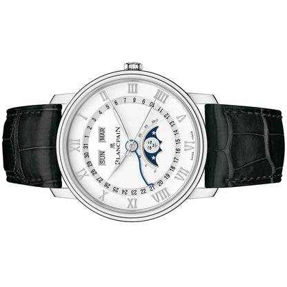 BlancPain Villeret Quantième Complet 40mm 6654A-1127-55B White Dial, Worn 2017