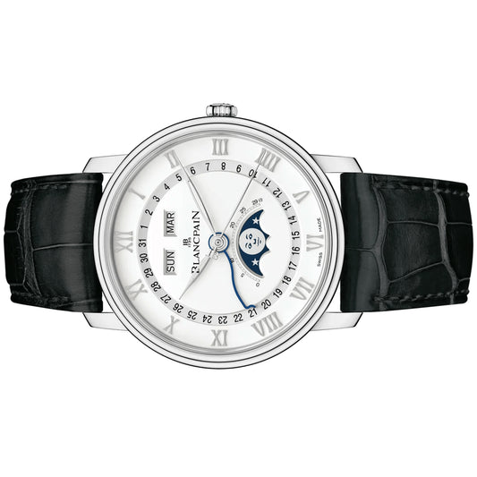 BlancPain Villeret Quantième Complet 40mm 6654A-1127-55B White Dial, Worn 2017