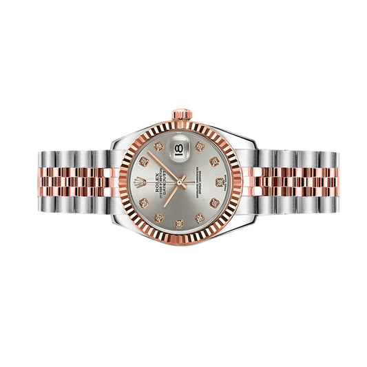Rolex Lady Datejust 26mm 179171 Rose Gold, Grey Diamond Dial, Worn 2017