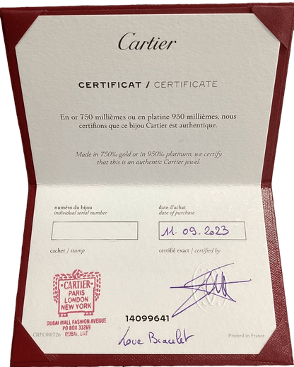 Cartier Love Bracelet 17cm CRB6067517, Worn