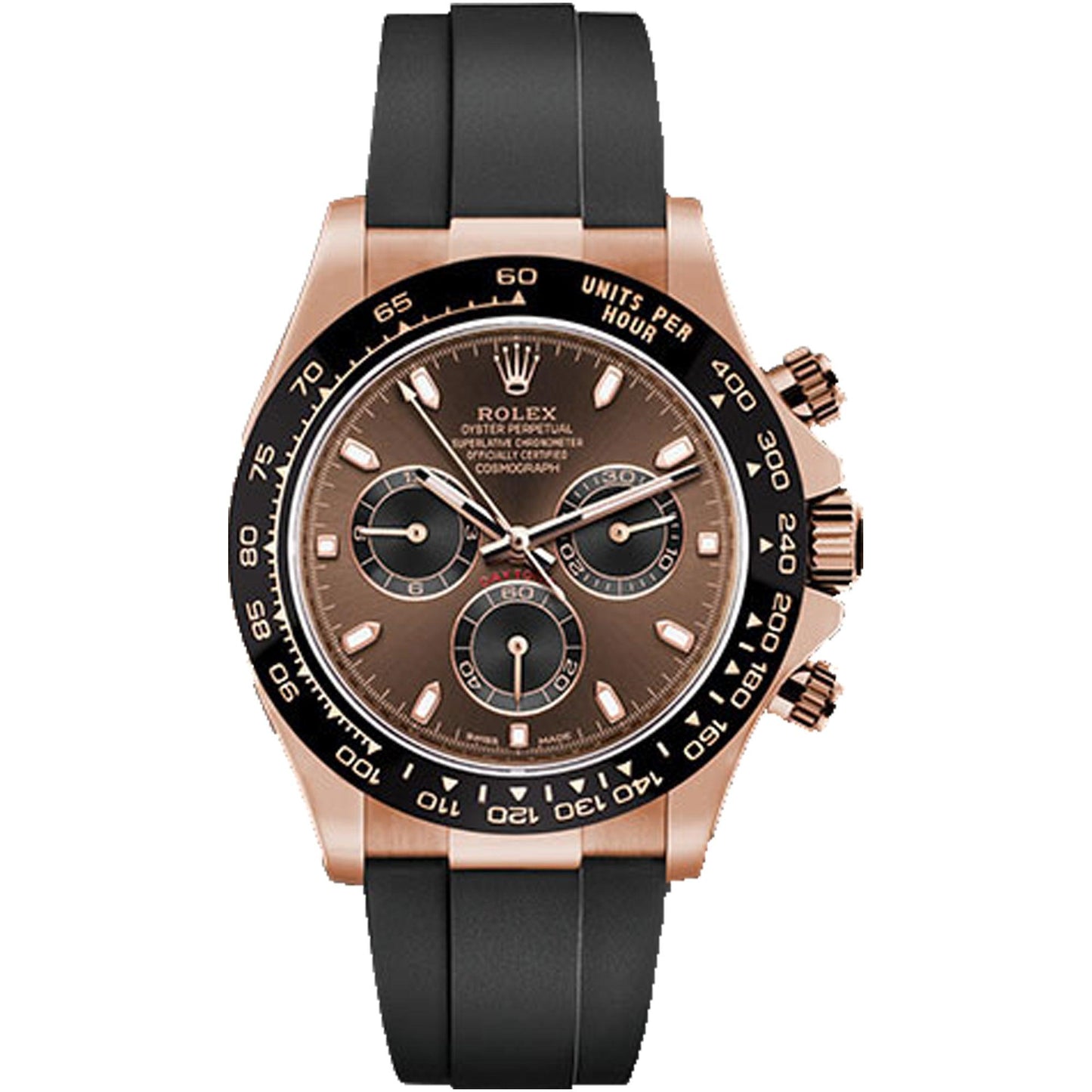 Rolex 116515- Everose Gold Cosmograph Daytona Watch - Chocolate Index Dial - Black Oysterflex Strap